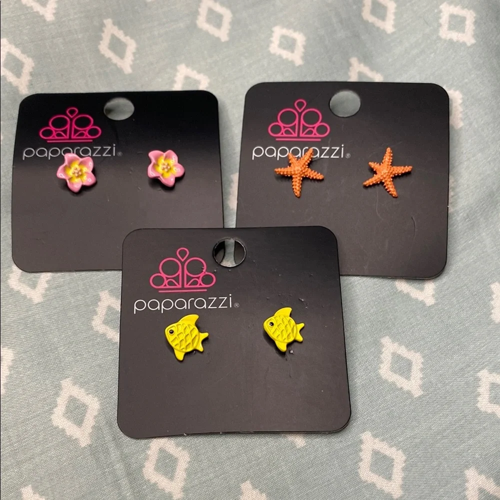 Paparazzi Kids Flower, Starfish, and Fish Earrings Set